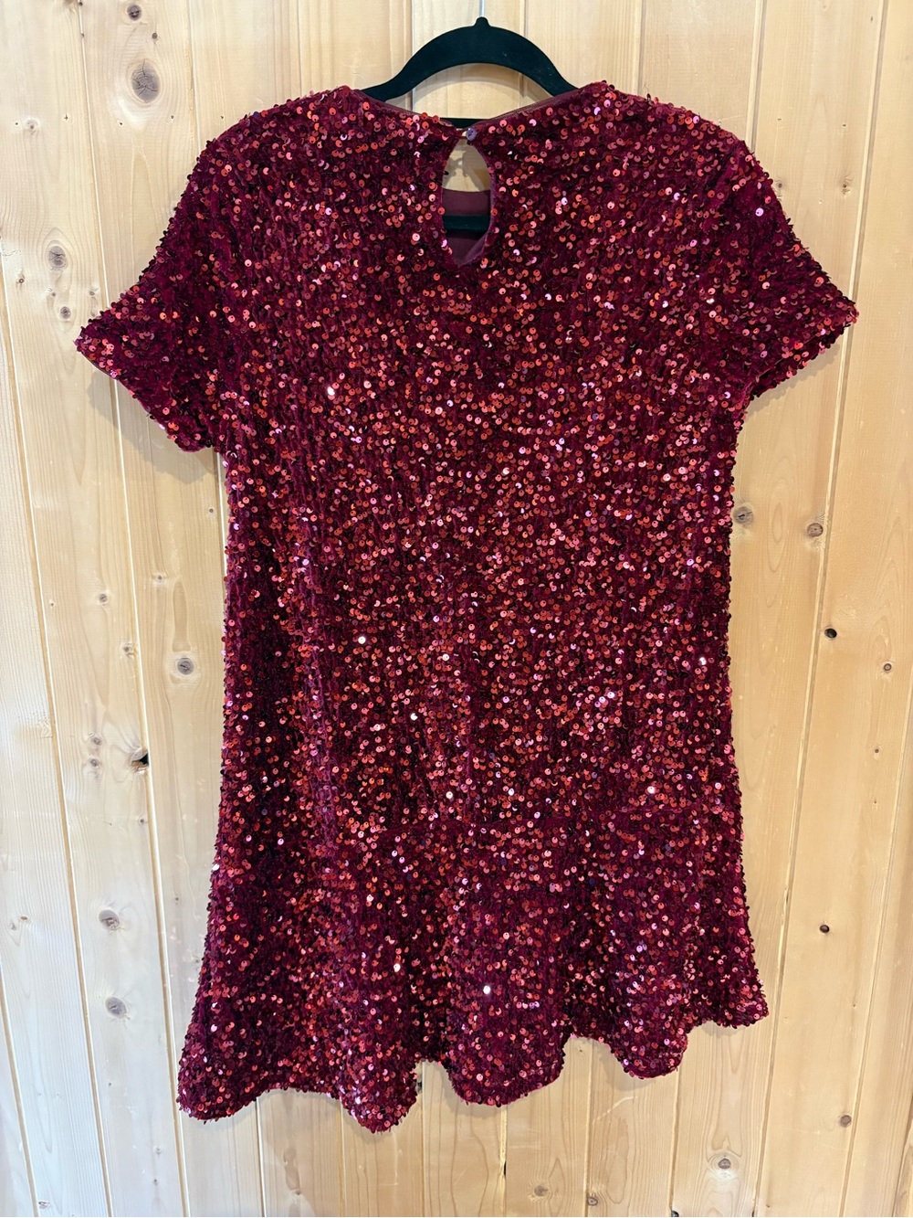 Zara Girls' Burgundy Sequin Party Dress